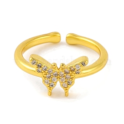 Butterfly Brass Micro Pave Cubic Zirconia Open Cuff Ring for Women&nbsp;RJEW-U003-28B-G