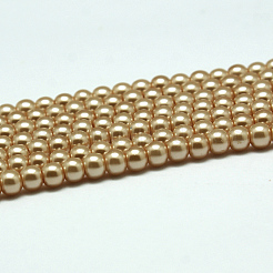 環境に優しい染色ガラスパールラウンドビーズ連売り  コットンコードねじ切り  バリーウッド  8mm  穴：0.7~1.1mm  約52個/連  15インチ&nbsp;X-HY-A002-8mm-RB019