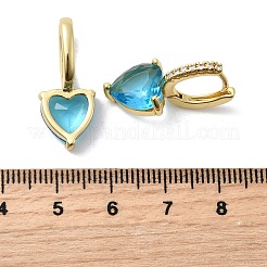 Brass Micro Pave Cubic Zirconia Heart Hoop Earrings&nbsp;EJEW-H171-07G