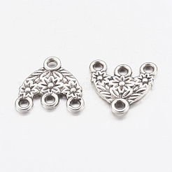 チベット風シャンデリアコネクターパーツ  帽子  鉛フリー及びカドミウムフリー  アンティークシルバー  15x16x2mm  穴：2mm&nbsp;X-LF11357Y