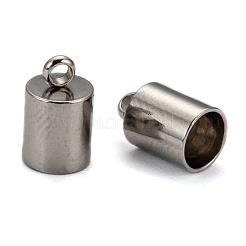 変色しにくい304ステンレススチールコードエンド  エンドキャップ  ステンレス鋼色  10x6mm  穴：2mm  内径：5mm&nbsp;X-STAS-M250-06