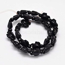染め合成ターコイズビーズ連売り  ウミガメ  ブラック  17x14x6mm  穴：1.5mm  約22個/連  14.2インチ&nbsp;G-M152-06-B