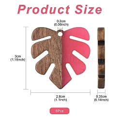 6Pcs Resin & Walnut Wood Pendants&nbsp;RESI-FS0002-21