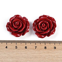 合成サンゴ刻まれたビーズ  染め  花  ファイヤーブリック  25x14mm  穴：1.3mm&nbsp;CORA-M001-02C