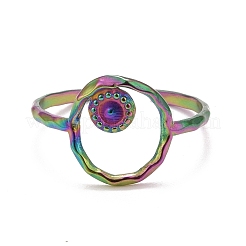 Rainbow Color Ion Plating(IP) 304 Stainless Steel Open Cuff Rings&nbsp;RJEW-A005-08