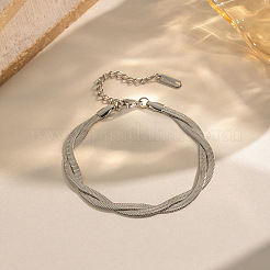 304 Stainless Steel 2-Strand Twisted Flat Snake Chain Bracelets&nbsp;MC1160
