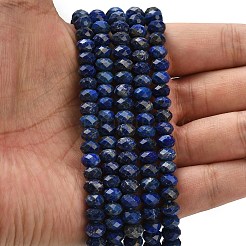 天然石ラピスラズリビーズ連売り  多面カット  ロンデル  8x5.5mm  穴：1.2mm  約69個/連  15.16''（38.5センチメートル）&nbsp;G-Z111-A26