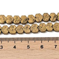 電気メッキされた天然溶岩岩ビーズ連売り  ハート  ライトゴールドメッキ  8~9x8x3mm  穴：1mm  約56個/連  15.75''~16.14''（40~41センチメートル）&nbsp;G-K388-04B-09