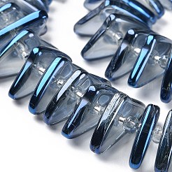 電気メッキガラスビーズセット  三角形  マリンブルー  9x15.5~16x2.8~3mm  穴：1mm  約119~131個/連  24.21''~24.41''（61.5~62センチメートル）&nbsp;GLAA-K061-04A-FR03