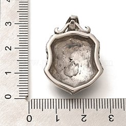 304ステンレスペンダント  王冠チャーム付き盾  アンティークシルバー  28x22x8.8mm  穴：8.3x5.3mm&nbsp;STAS-Z110-14AS