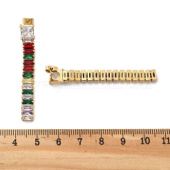 304ステンレススチールのカラフルなキュービックジルコニアタッセルスタッドピアス  18KGP本金メッキ  長方形  52x7mm&nbsp;EJEW-Z094-01D-G01