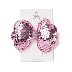 パイエット布フェルト生地ワニ口ヘアクリップ  合金クリップ付き  淡いバイオレットレッド  90x60x22mm&nbsp;OHAR-R100-02D