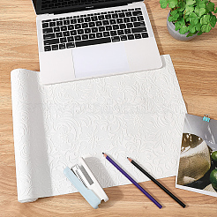 1 Sheet Embossed Flower Pattern Imitation Leather Fabric&nbsp;DIY-CL0002-19E