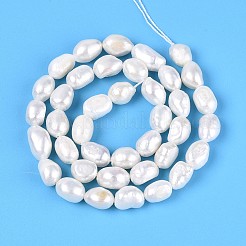 天然養殖淡水パールビーズ連売り  研磨両側  乳白色  6~12x5~7x5~7mm  穴：0.6mm  約37~39個/連  12.99~13.39インチ（33~34cm）&nbsp;PEAR-N014-06I-01