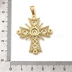 Cross Brass Micro Pave Clear Cubic Zirconia Pendants&nbsp;KK-G435-25G