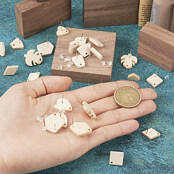 32Pcs 8 Style Ash Wood Stud Earring Findings&nbsp;EJEW-TA0001-16V