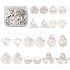 40Pcs 10 Style 201 Stainless Steel Filigree Pendants&nbsp;STAS-FW0001-26