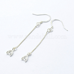 925スターリングシルバーピアスフックパーツ  ベネチアンチェーン＆ペンダントベール付  銀  50x0.8mm  20ゲージ  ピン：0.8mm&nbsp;STER-I014-27S