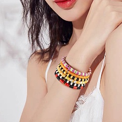 Handmade Polymer Clay Heishi Beads Stretch Bracelets Sets&nbsp;BJEW-JB05902-10