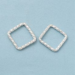 50 個の鉄リンクリング  テクスチャードオープンリング  銀  正方形  13x13x2mm  内径：10x10mm&nbsp;LS-IFIN-E017-02B-S