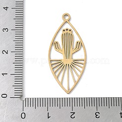 201 ステンレススチール製フィリグリーペンダント  馬の目とサボテンのチャーム  ゴールドカラー  36x16x1mm  穴：2mm&nbsp;LS-STAS-K298-15G