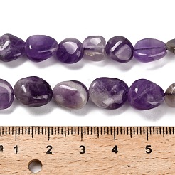 天然石アメジストビーズ連売り  ナゲット  タンブルストーン  7.5~14.5x7.5~12x5.5~8.5mm  穴：0.8mm  約37~39個/連  15.75''（40センチメートル）&nbsp;G-P568-C03-01