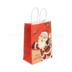 クリスマス ペーパー サンタクロース プリント トートバッグ  ギフト収納用品  長方形  レッド  15x8x20.6cm&nbsp;ABAG-P015-04B