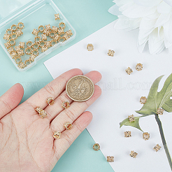 真鍮製ヨーロピアンビーズ  大穴ビーズ  ニッケルフリー  花  14KGP本金メッキ  6.5x6.5x5mm  穴：4mm  60個/箱&nbsp;KK-DC0001-51
