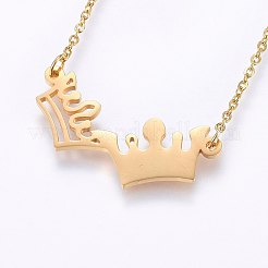 304ステンレススチールジュエリーセット  スタッドピアスとペンダントネックレス  クラウン  ミックスカラー  ネックレス：18.9インチ（48cm）  スタッドピアス：7x11x1.2mm  ピン：0.8mm&nbsp;SJEW-O090-21