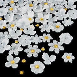 透明アクリルビーズキャップ50種類5個  5花びら  艶消し  花  合金カボション50個付き  ホワイト  23x23x4mm  穴：2mm&nbsp;MACR-TA0002-88