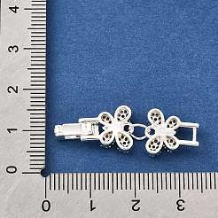 真鍮製マイクロペーブクリアキュービックジルコニアの留め金  蝶  銀  34.5x10.5x3.5mm  穴：4.5x3.5mm&nbsp;KK-R222-07S