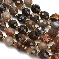 天然石ペトリファイドウッドビーズ連売り  ラウンド  多面カット  シードビーズで  8~9x7~8mm  穴：1mm  約18~20個/連  7.48''（19cm）〜7.87''（20cm）&nbsp;GG-CBA4A3B-A08