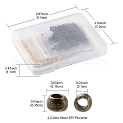 2200Pcs 4 Style Brass Crimp Beads&nbsp;KK-FS0001-19