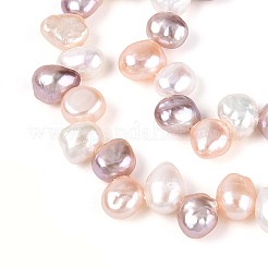 天然養殖淡水パールビーズ連売り  研磨両側  トップ掘削  ミックスカラー  5~6x6~8.5x3~5mm  穴：0.5~0.6mm  約35~36個/連  6.69~7.28''（17~18.5センチメートル）&nbsp;PEAR-T006-12