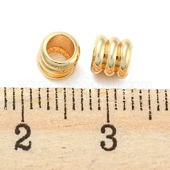 真鍮ビーズ  スジ入りビーズ  コラム  14KGP本金メッキ  6x5.5mm  穴：4.5mm&nbsp;LS-KK-WH0084-12G-B