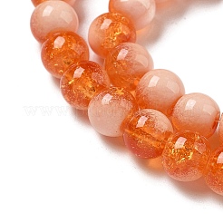 クラックガラスビーズ  ロンデル  レッドオレンジ  6mm&nbsp;X1-GLAA-U001-6mm-10