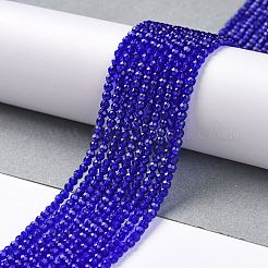 透明ガラスビーズ連売り  多面カットラウンド  ミディアムブルー  2mm  穴：0.8mm  約160~178個/連  13.58 ~14.17インチ（34.5~36cm）&nbsp;GLAA-H021-04-09