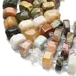 Natural Yellow Hematoid Quartz & White Moonstone & Quartz Crystal & Green Opal & Multi-Moonstone & Rhodonite Beads Strands&nbsp;G-L642-H07-01