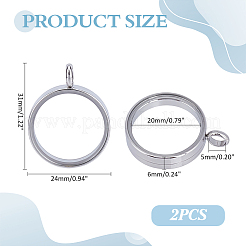 2Pcs 304 Stainless Stee Locket Pendants&nbsp;STAS-ME0002-83B-P