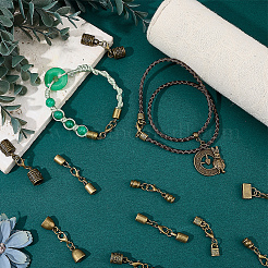32Pcs 8 Styles Alloy Cord Ends&nbsp;HJEW-SC0003-09