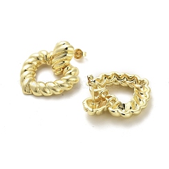 Heart Rack Plating Brass Dangle Stud Earrings&nbsp;EJEW-M240-09G
