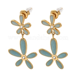304 Stainless Steel Enamel Flower Dangle Stud Earrings&nbsp;EJEW-G451-02G