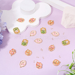 20Pcs Alloy Enamel and ABS Imitation Pearl Pendants&nbsp;ENAM-TA0004-21