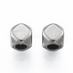 変色しない201ステンレススチールビーズ  キューブ  ステンレス鋼色  4x4x4mm  穴：2mm&nbsp;STAS-N092-170