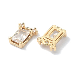 真鍮チャーム  ガラスと  長方形チャーム  18KGP本金メッキ  9.5x8x3mm  穴：1.2mm&nbsp;KK-A194-07G