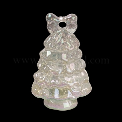 透明アクリルエナメルペンダント  クリスマスツリー  ホワイト  36x22x22.5mm  穴：3mm&nbsp;ACRC-D002-01B