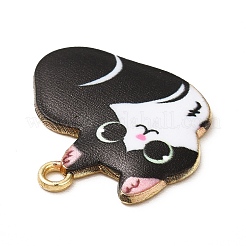 合金エナメルチャーム  カドミウムフリー＆ニッケルフリー＆鉛フリー  ゴールドカラー  猫のチャーム  ブラック  22x24x2mm  穴：1.8mm&nbsp;ENAM-M046-11G-A