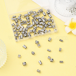 100個5スタイルチベットスタイル合金ヨーロピアンビーズ  大穴ビーズ  コラム  アンティークシルバー  7~9.9x5~7mm  穴：2.8~5.5mm  20個/スタイル&nbsp;FIND-SP0020-72