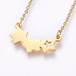 304ステンレススチールジュエリーセット  スタッドピアスとペンダントネックレス  スター  ゴールドカラー  ネックレス：18.9インチ（48cm）  スタッドピアス：6.5x7x1.2mm  ピン：0.8mm&nbsp;SJEW-O090-20G