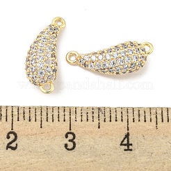 Brass Micro Pave Clear Cubic Zirconia Connector Charms&nbsp;KK-L211-004G